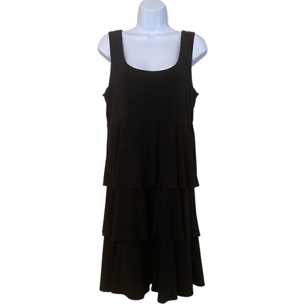 Dress Barn Simple Black Tiered Ruffled Dress